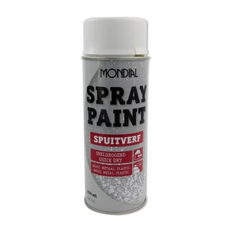 MONDIAL SPRAY PAINT RAL 9010 ZIJDEGLANS WIT 400ML