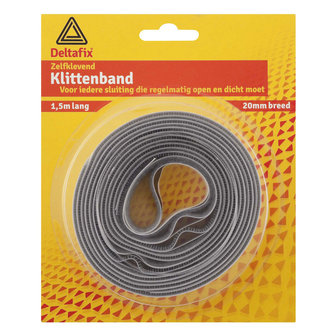 KLITTENBAND (ZELFKL.) 1.5M 20 MM  GRIJS