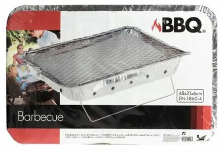 BBQ WEGWERP GRILL MET KOLEN GROOT FORMAAT 48X32CM