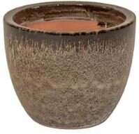 GLAZED EGG POT FALLING BROWN KLEIN D22H21